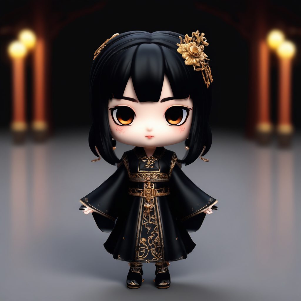 🌌暗黑系少女！哥特国风Q版全身图，C4D渲染头像生成咒语