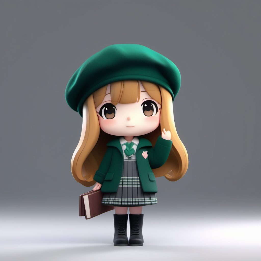 暗黑学院风Q版人物：冬季格纹与高筒靴的3D渲染技巧