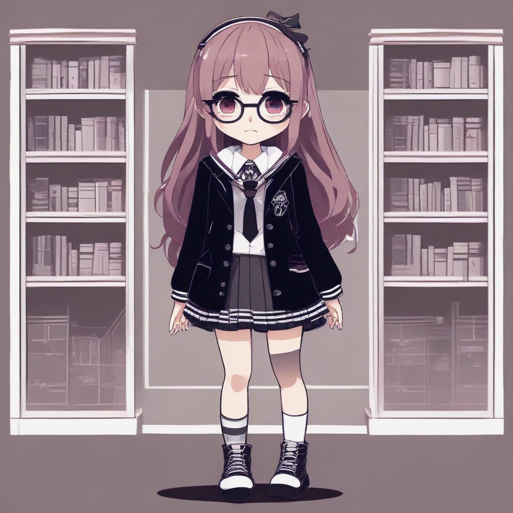 暗黑学院风Q版甜心:时尚小女孩全身动态姿势AI绘画提示词(附8K参数)