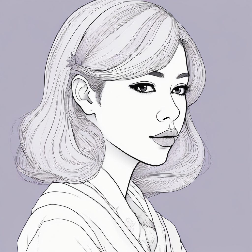 🌙安静沉思：日系情绪插画肖像，极简线条勾勒内心世界