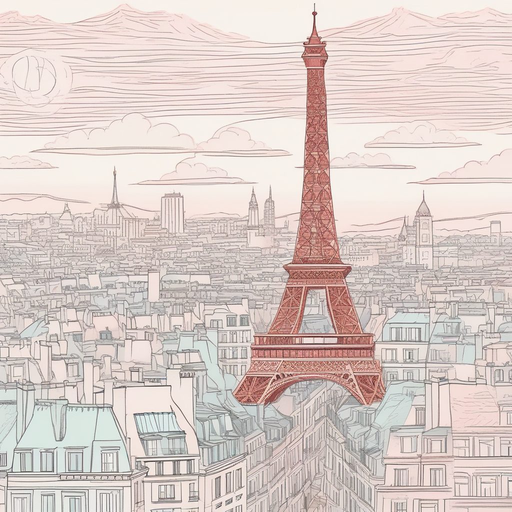 🇫🇷巴黎街景｜极简线条城市插画，蜡笔风格，旅游博主必备封面图！