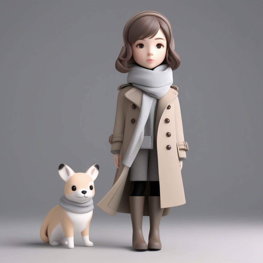 巴黎优雅：Q版风衣叠穿冬季时尚3D全身像C4D渲染技巧