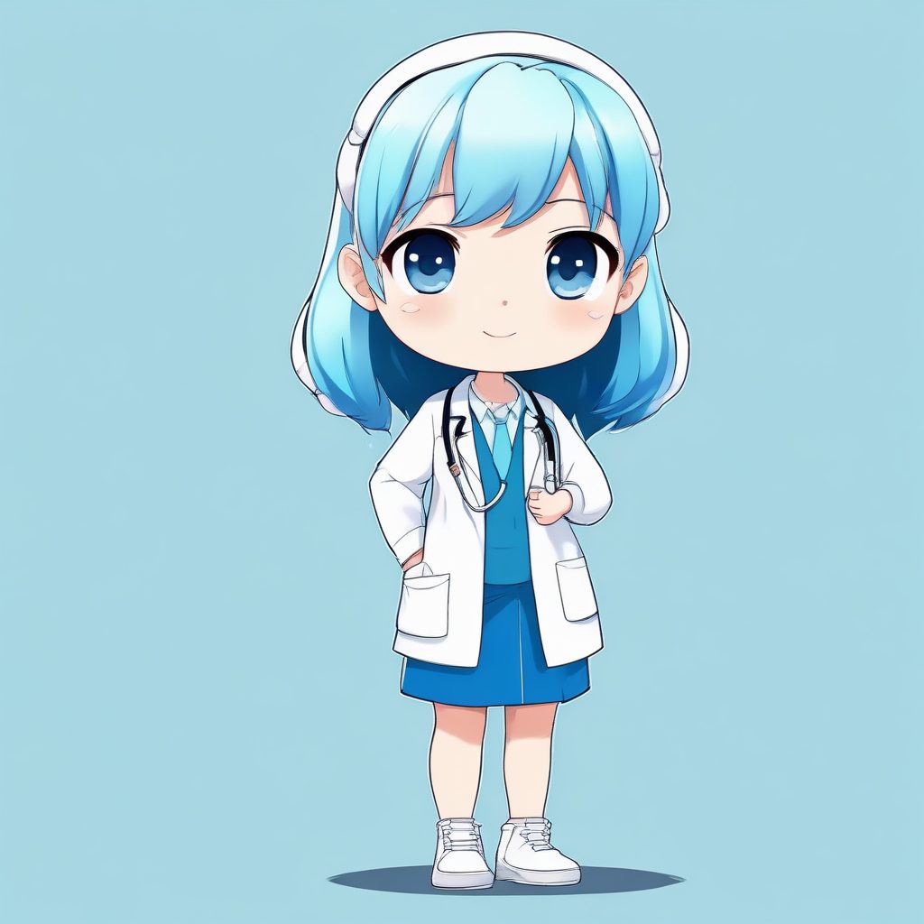 🩺白衣天使！Q版温柔医生插画，治愈系单人全身立绘提示词