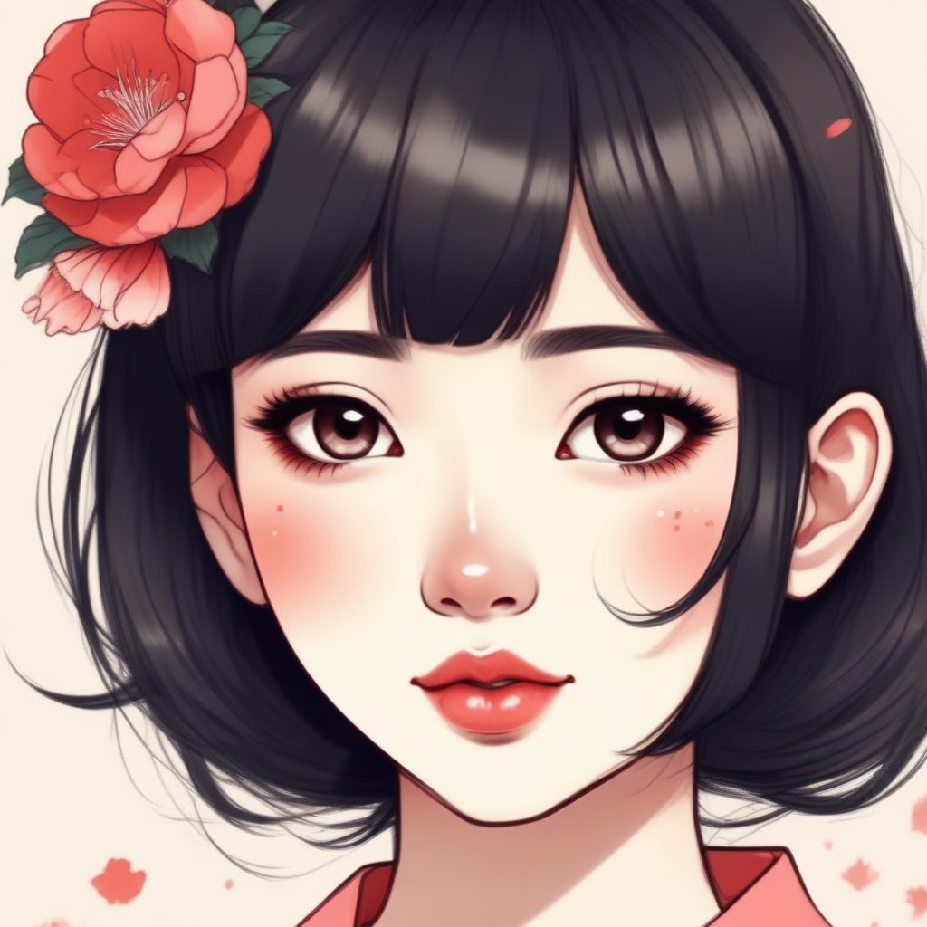 爆肝整理：纸张纹理手绘头像，可爱日系少女纯色背景提示词