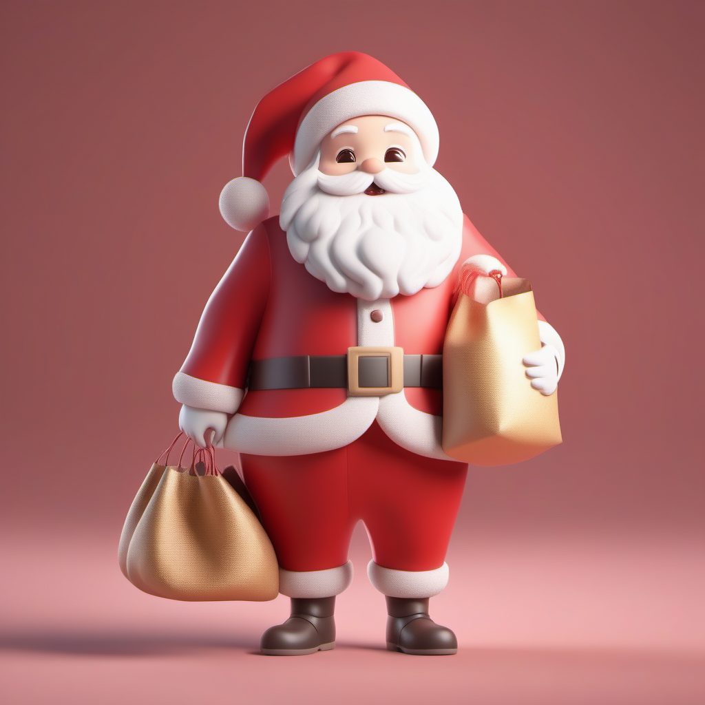 爆火!3D粘土风圣诞老人盲盒手办:C4D光追渲染AI提示词