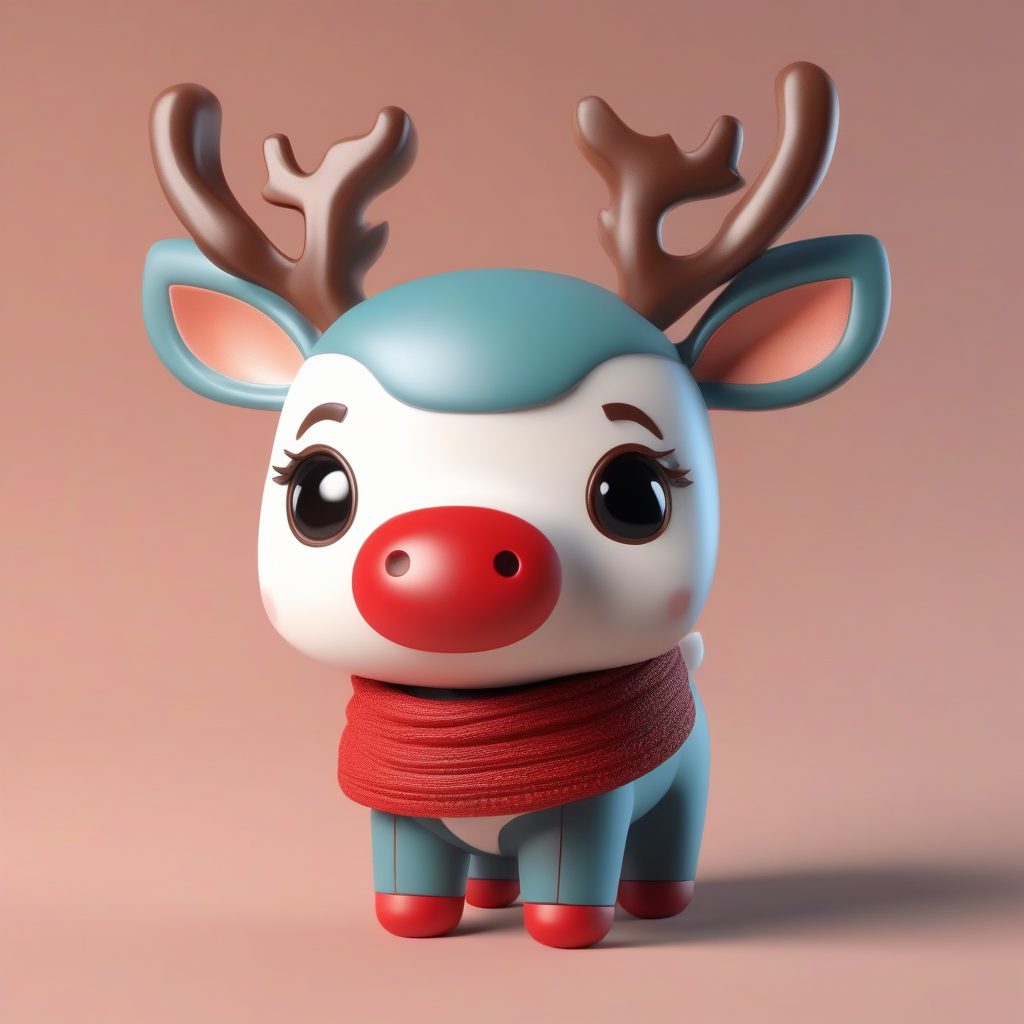 爆款AI绘画：Pop Mart风格圣诞驯鹿3D模型，超萌粘土手办提示词