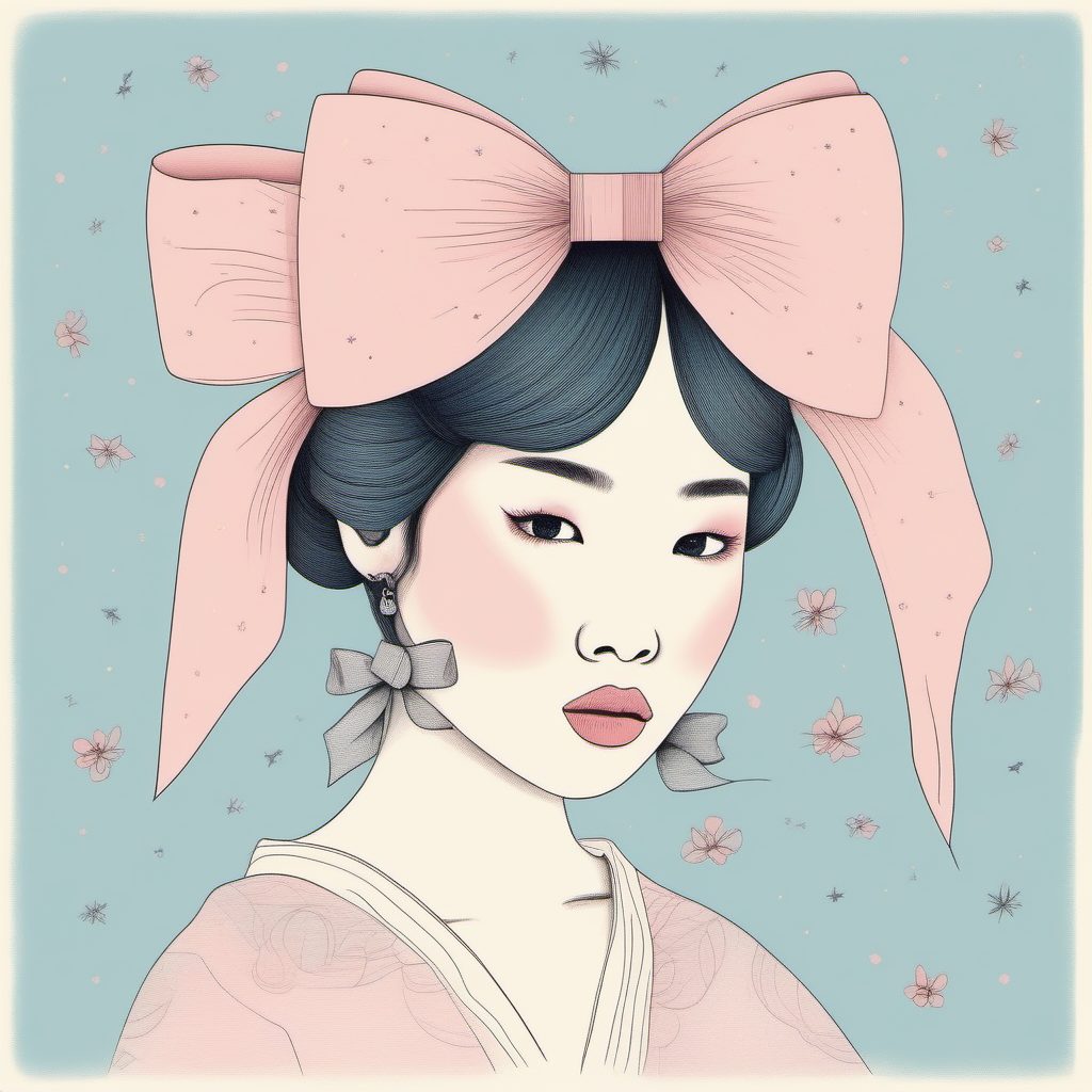 爆款AI绘画:甜美系蝴蝶结发饰日系女孩软萌线稿秘籍