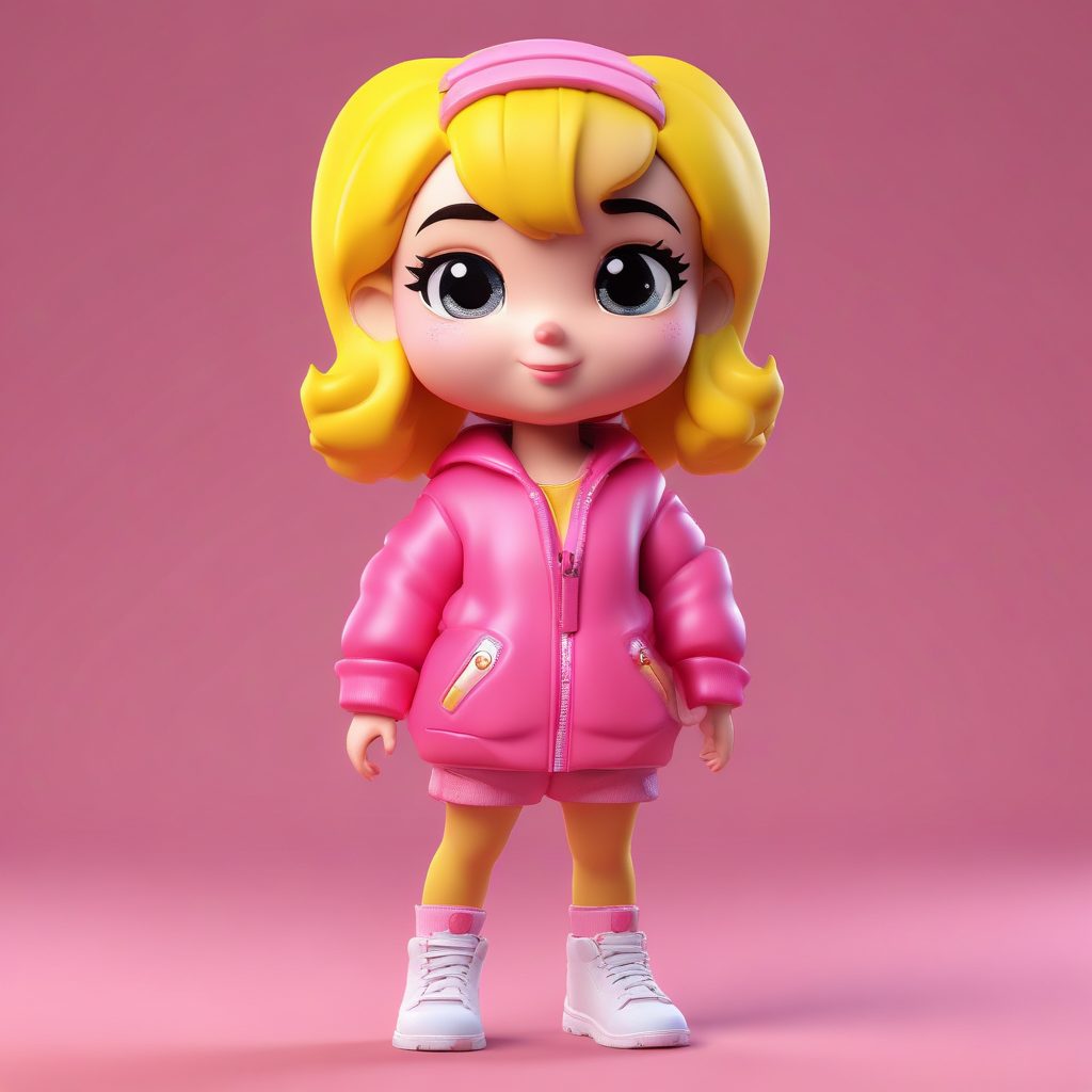 爆款AI图：Y2K千禧风Q版女孩的俏皮眨眼全身插画