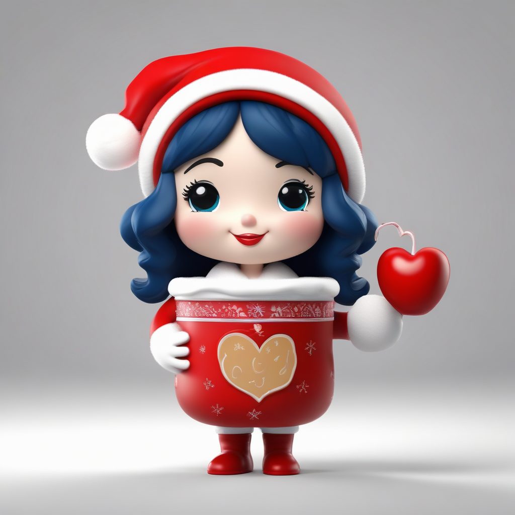 爆款C4D粘土风圣诞女孩:Q版盲盒手办全身站立3D渲染提示词指南