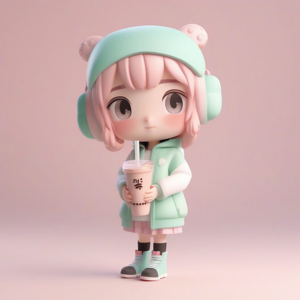 爆款C4D渲染：闺蜜Q版奶茶头像制作，Pop Mart盲盒风AI提示词