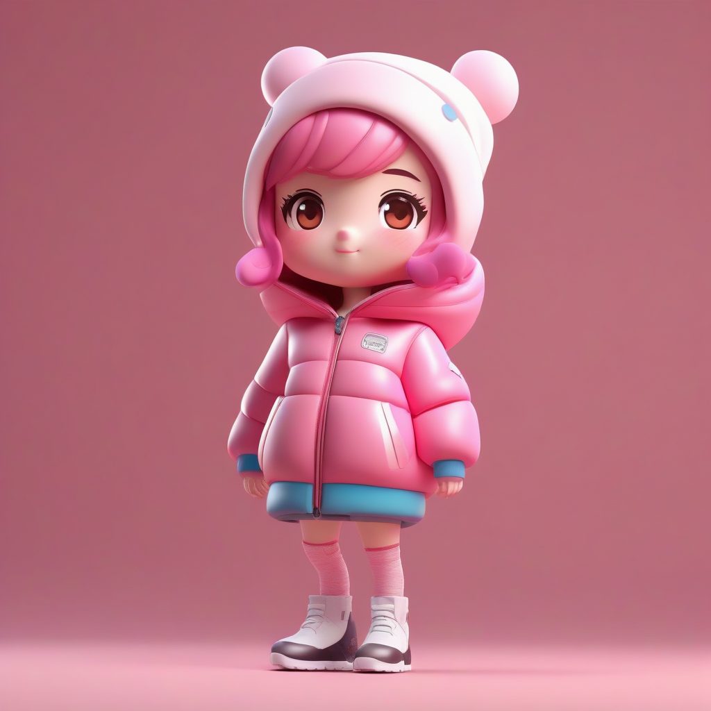 爆款冬季穿搭Q版人物:Oversize棉服3D盲盒手办全身像AI提示词