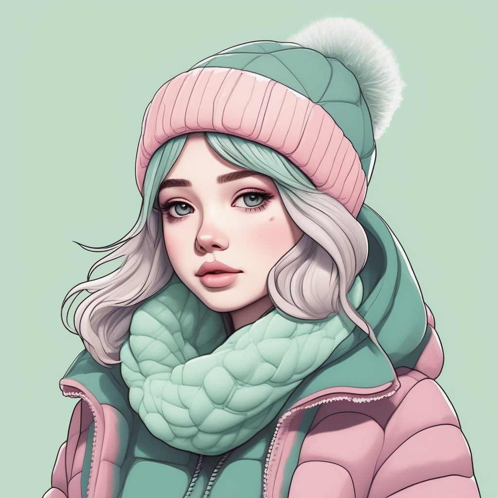 爆款!冬日潮流Q版人物穿搭:极简动漫风,马卡龙低饱和AI提示词