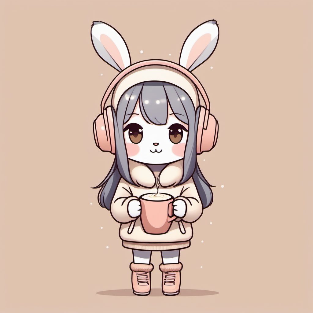 爆款冬日兔耳娘AI提示词:Q版毛绒可爱风全身站立照生成教程