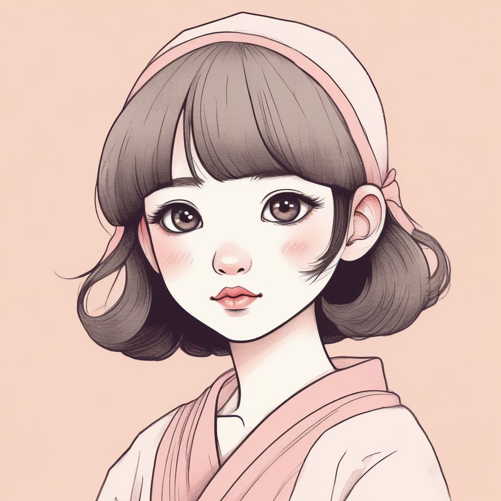 爆款粉蓝头像:AI生成极简可爱日系女孩,治愈系彩铅画法