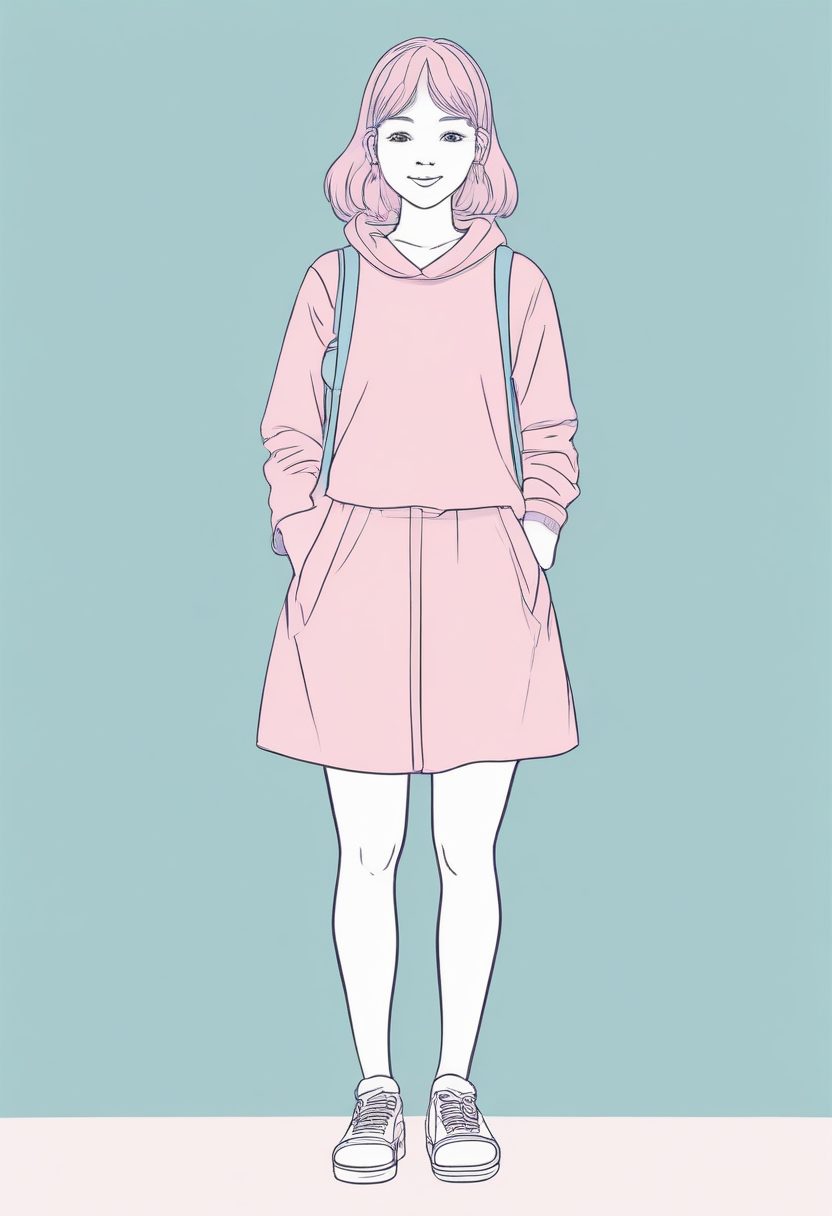 爆款极简头像生成！粉蓝系软萌女孩OOTD穿搭图鉴，甜酷风插画
