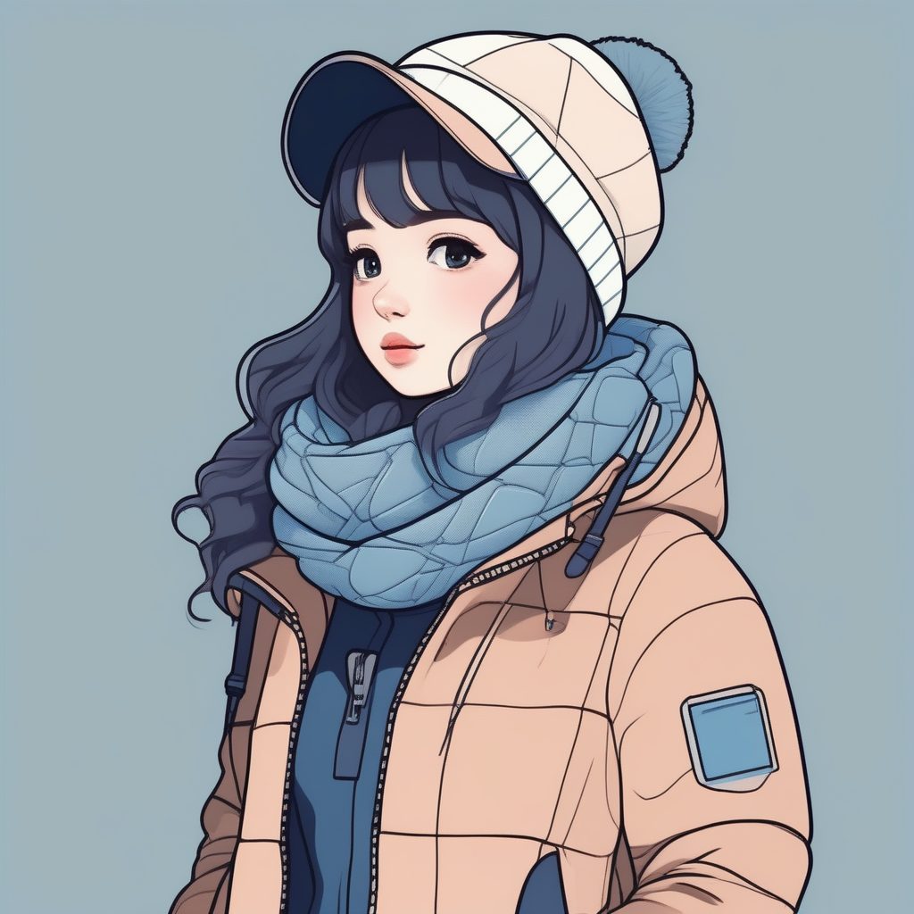 爆款街头风！极简Q版羽绒服穿搭AI绘画提示词与配色技巧