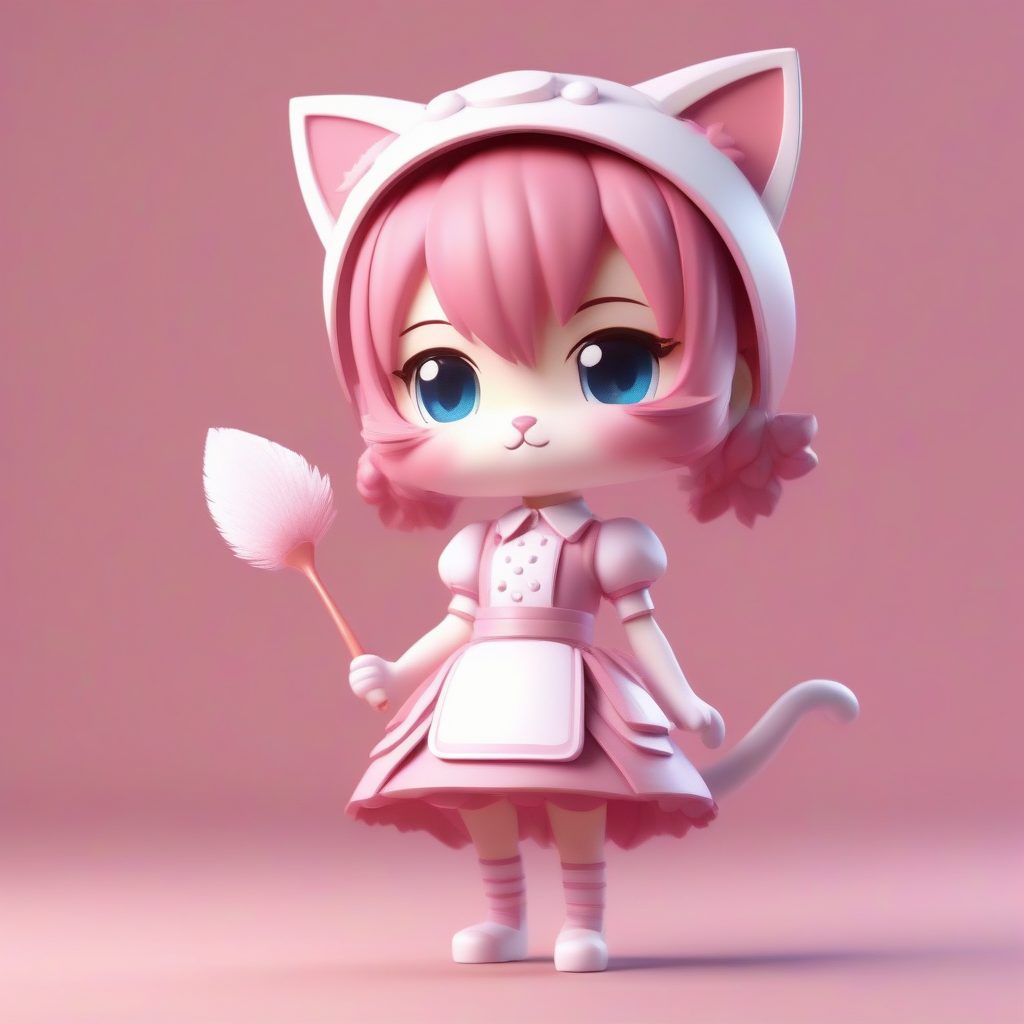 爆款卡哇伊女仆AI绘画：Pop Mart粘土风全身站立提示词