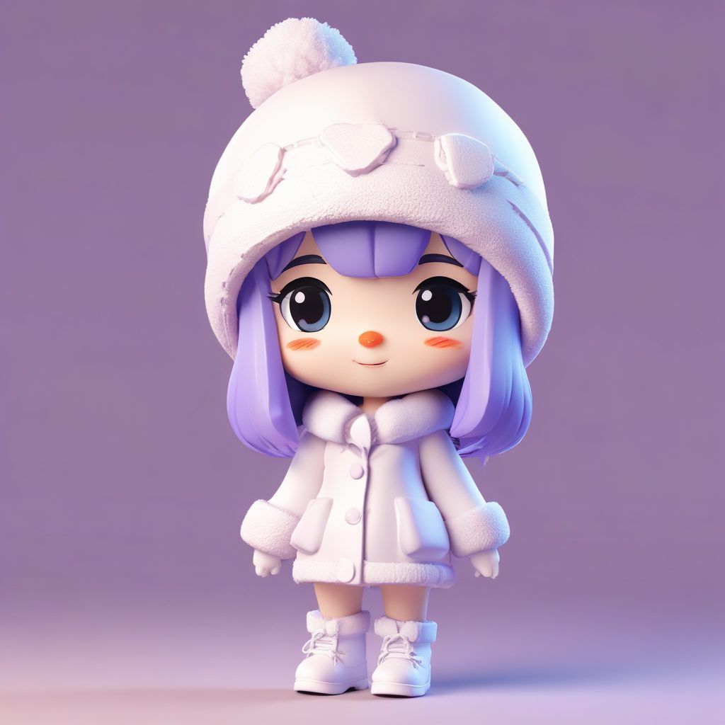 爆款Midjourney：超可爱的雪人造型！C4D黏土风Q版少女，表情丰富