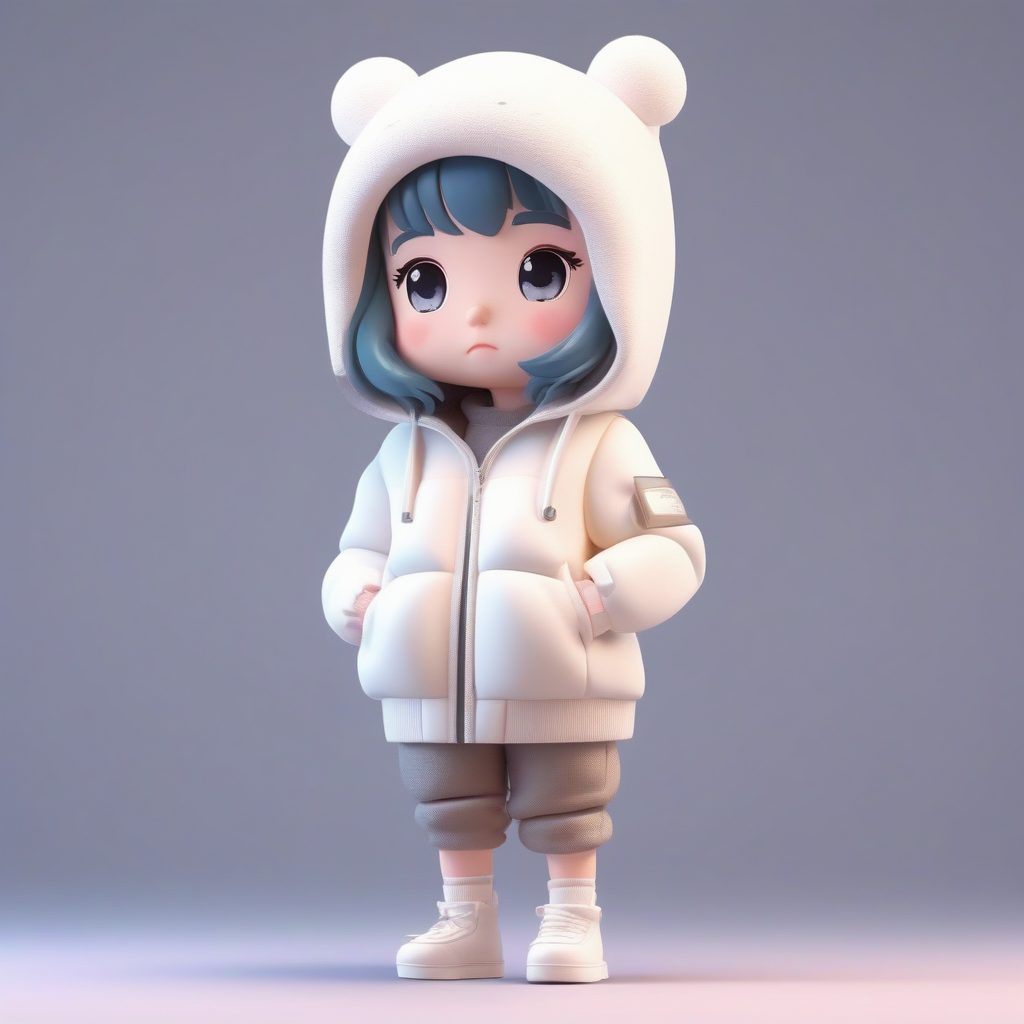 爆款Q版冬装!3D盲盒风超大羽绒服女孩全身像AI绘画教程