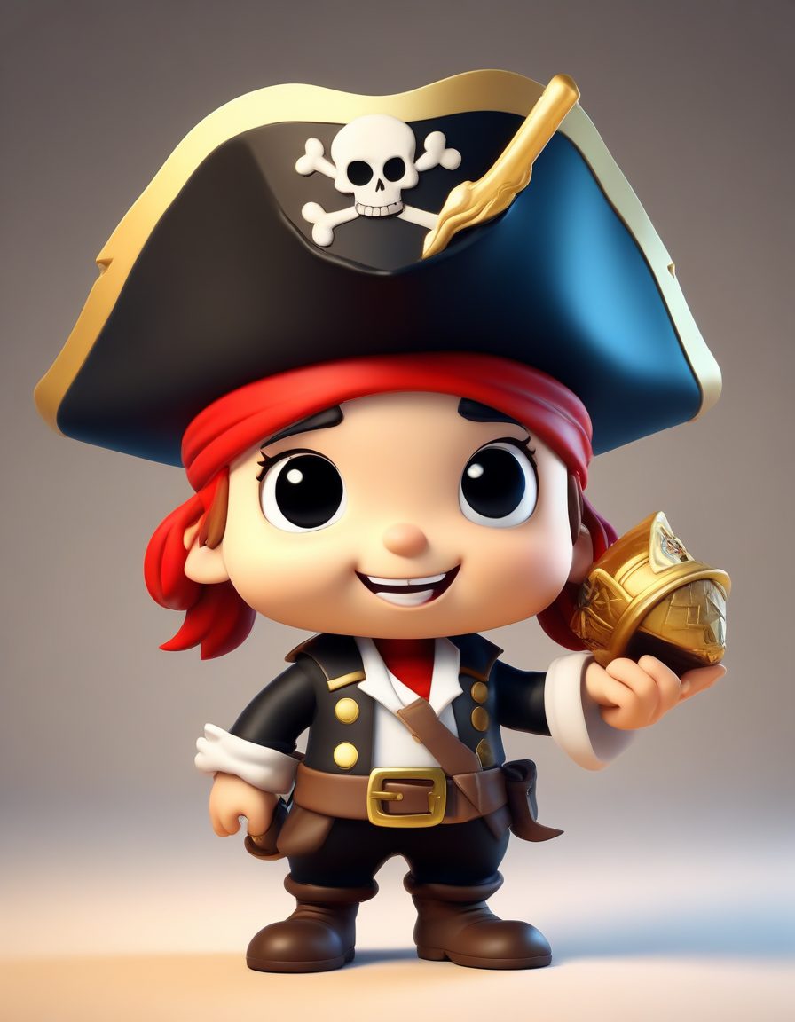 爆款:Q版海盗兴奋大笑,C4D黏土风高细节,酷萌头像素材!