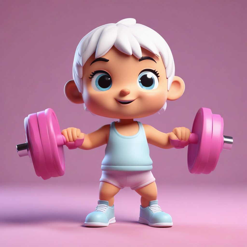 爆款Q版健身房女孩:AI 绘画捕捉举重瞬间的可爱表情