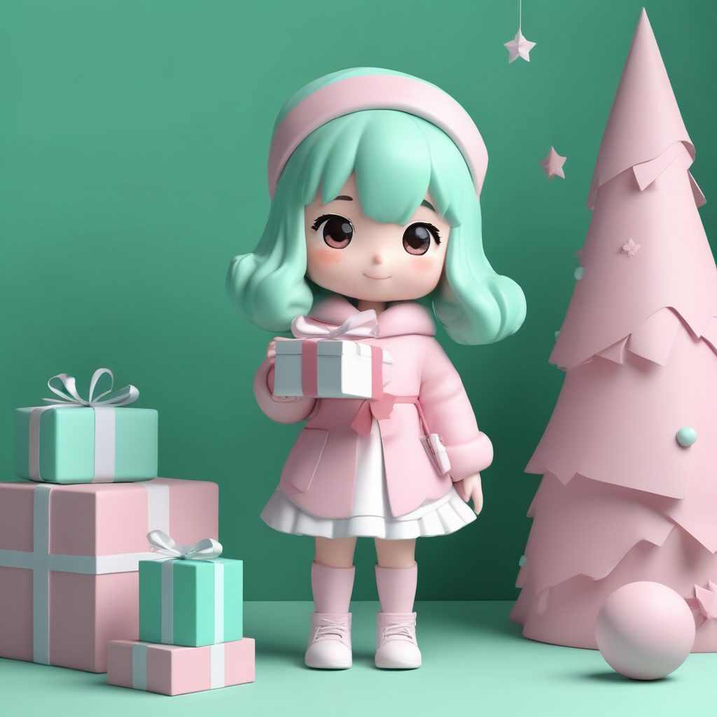 爆款Q版圣诞女孩:C4D高精3D盲盒手办全身站姿AI绘图秘籍