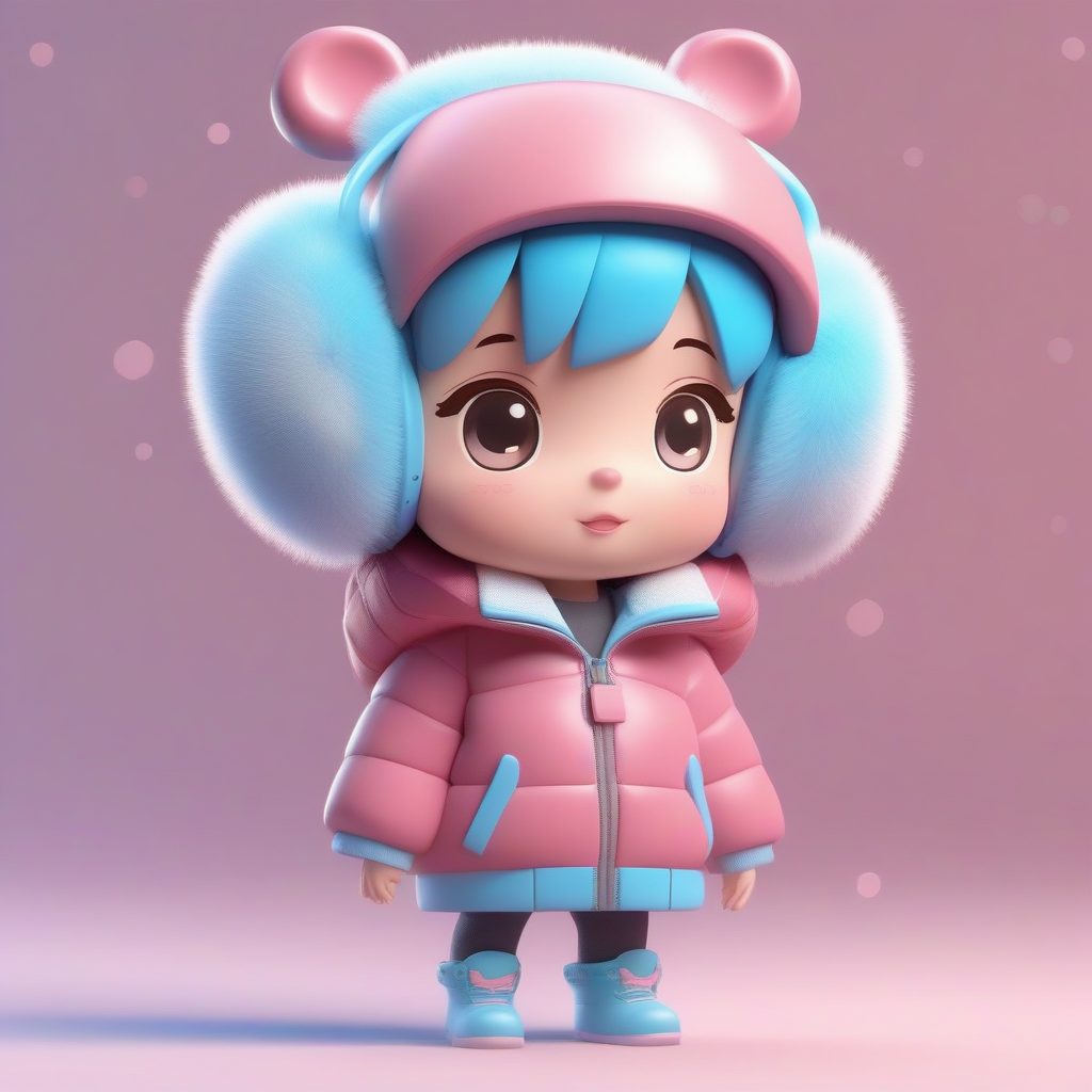 爆款Q版手办:粉色冬日棉服女孩3D全身渲染图生成秘籍