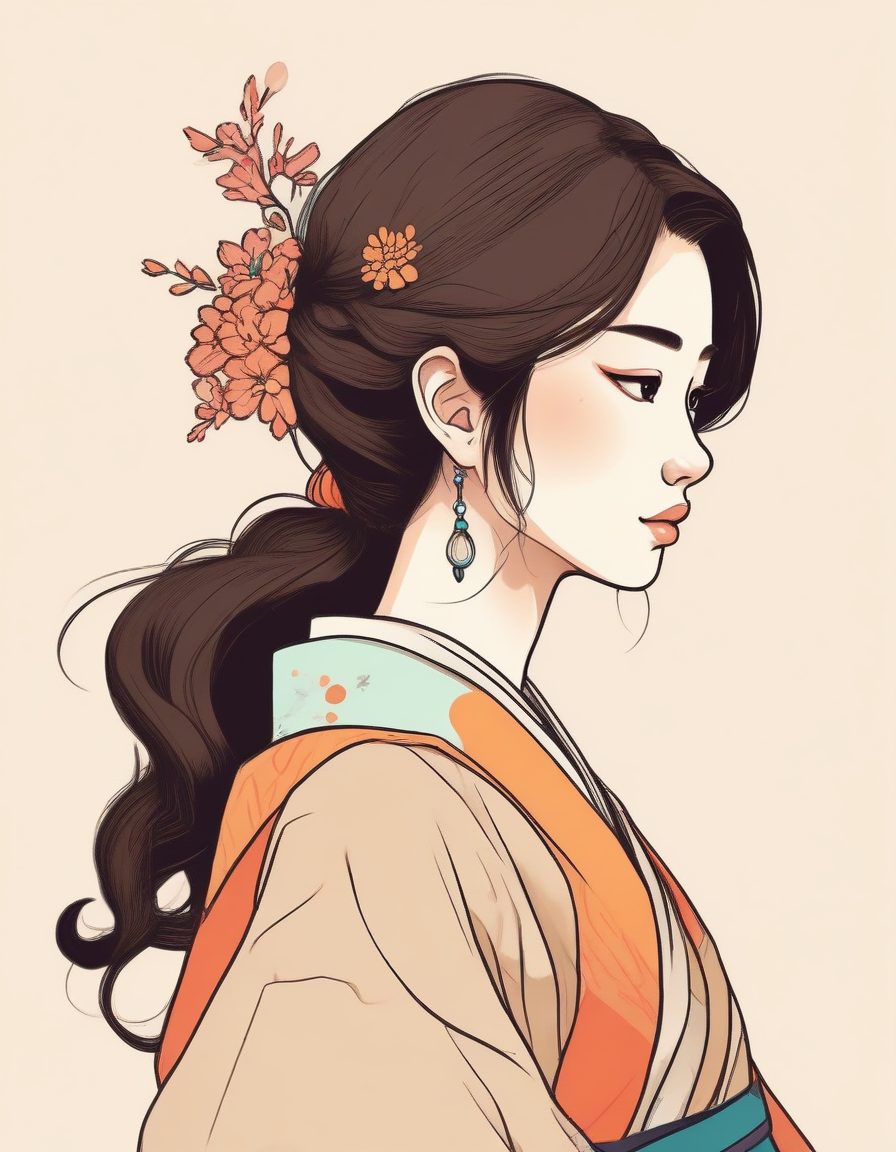 爆款手绘线稿：治愈系侧脸头像，温柔光影，暖调彩铅质感！