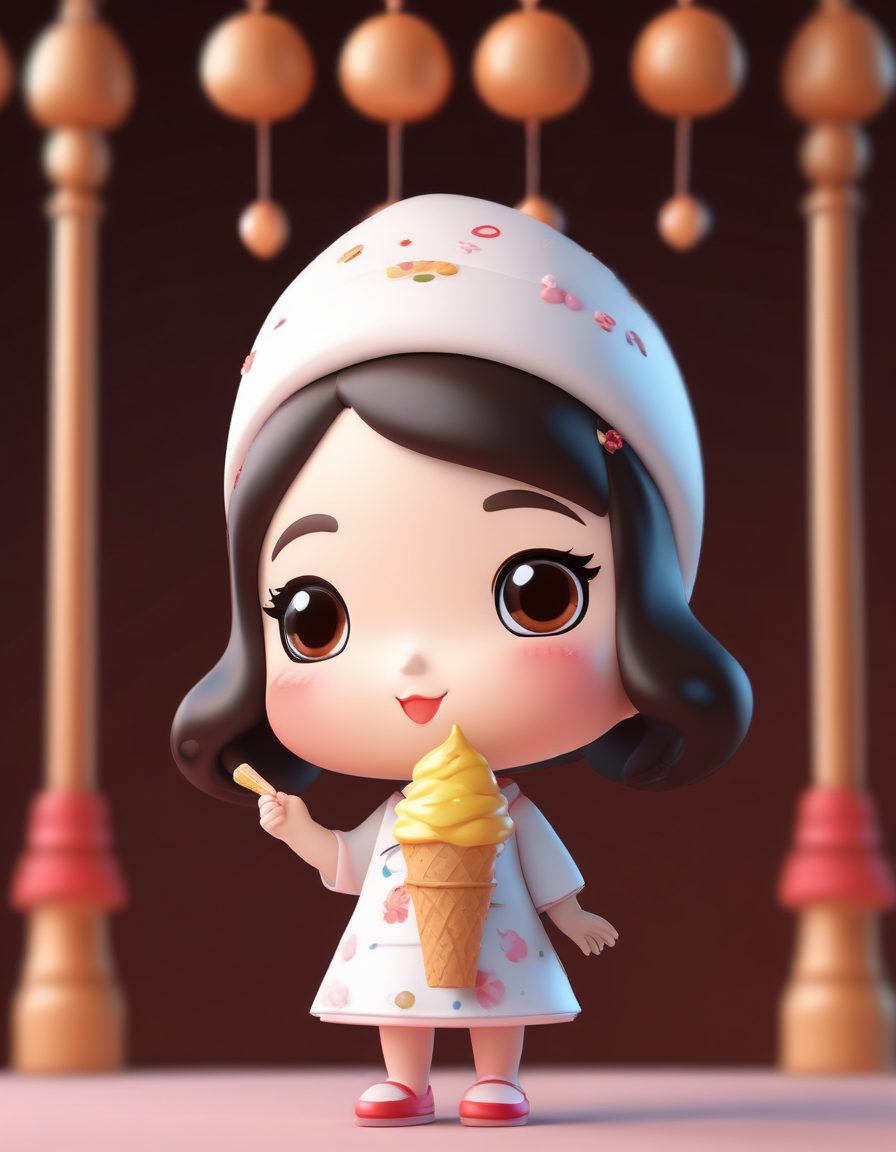 🔥爆款素材！正在吃冰淇淋的超萌Q版旗袍少女，C4D粘土风出图教程