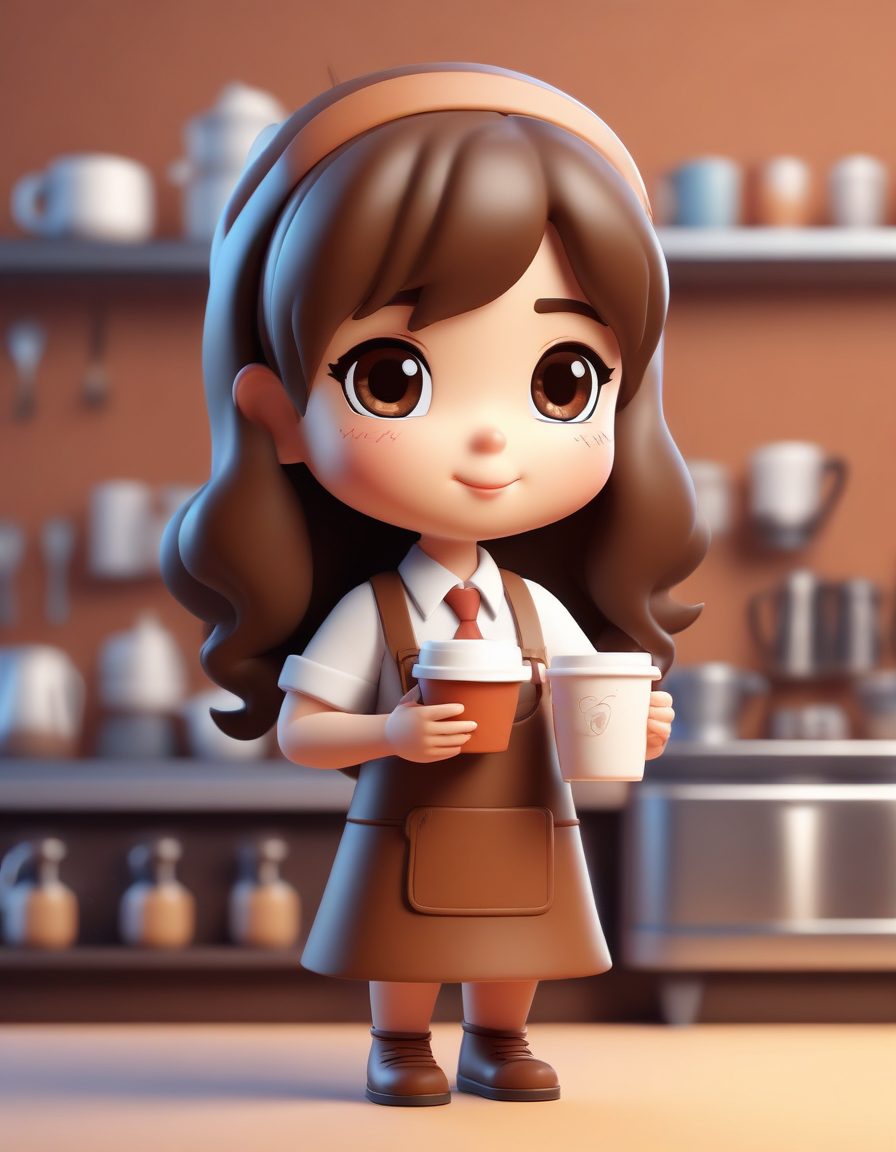 爆款提示词🔥：手捧咖啡的Q版少女，C4D黏土超萌，拿来做头像绝了