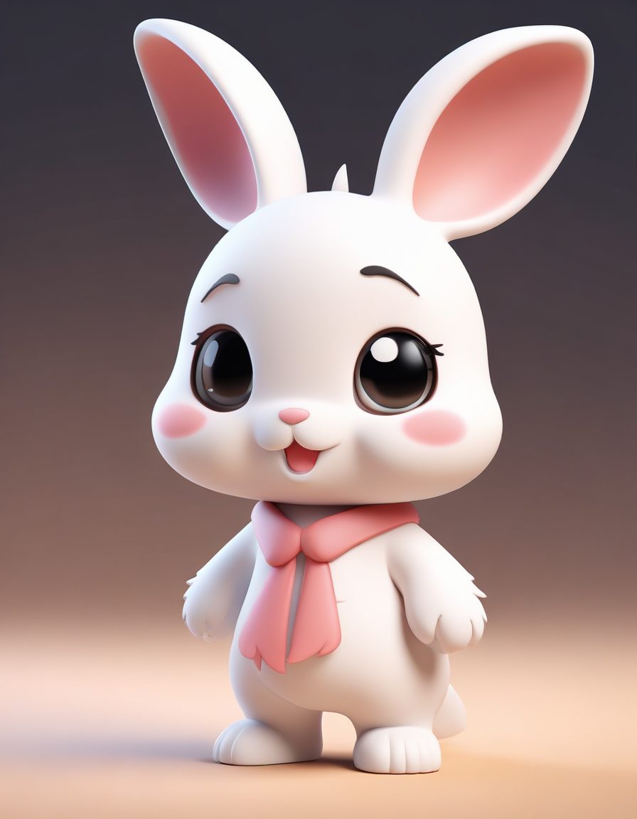 爆款提示词:治愈系Q版兔兔,C4D黏土手办风,超适合做情侣壁纸