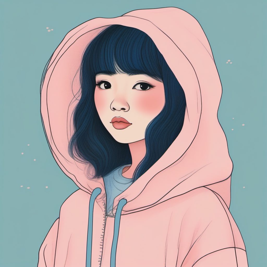 爆款贴纸必备:极简线稿下的日系Oversize卫衣女孩穿搭公式