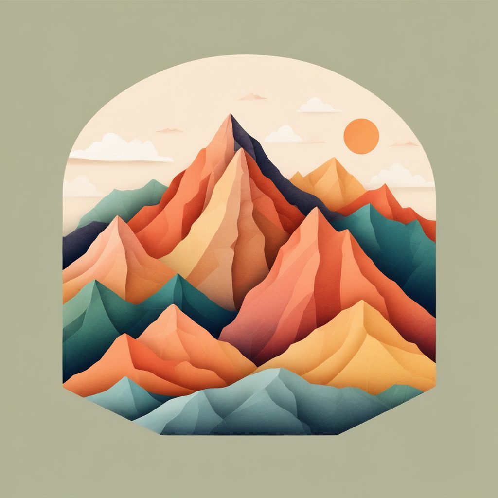 爆款头像背景：几何感极简群山手绘，柔和边缘，复古纸张纹理