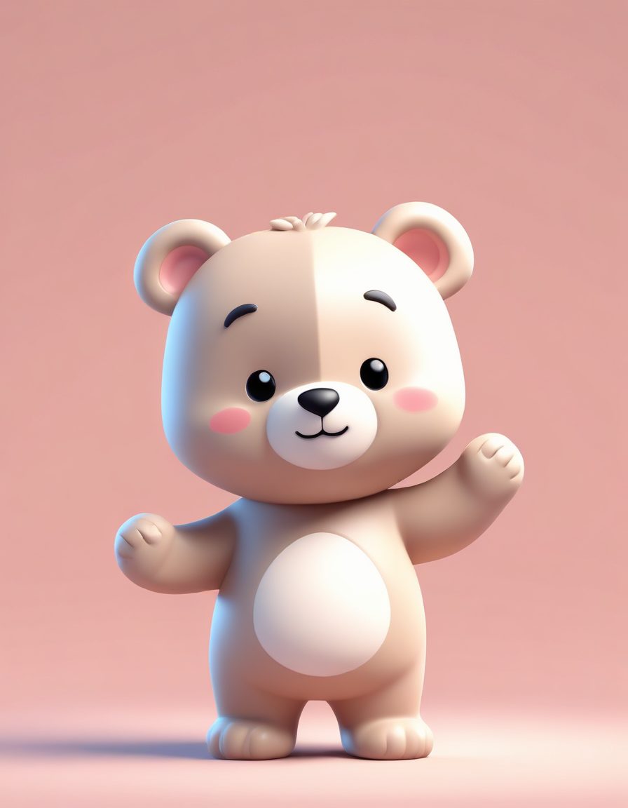 爆款头像:Q版小熊比耶!C4D黏土质感,柔和光影太治愈了