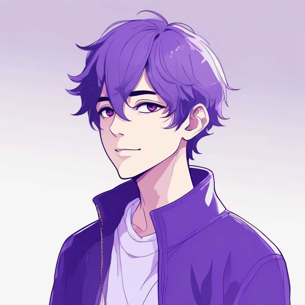 爆款头像生成！极简线条日系男生肖像，马卡龙紫色系，氛围感拉满！