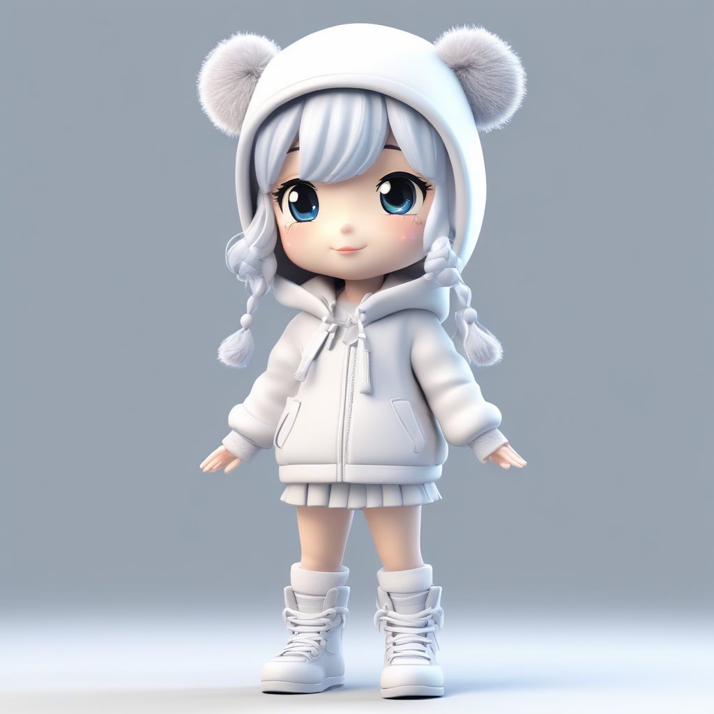 🎈爆款预定！灰白调高级Q版冬装少女，全身像适配极简风头像