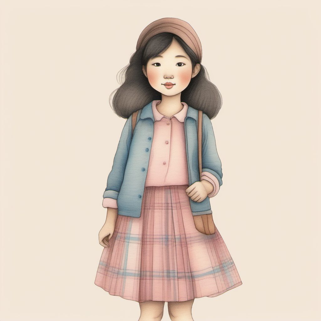 爆款元素:极简线稿下的日系格子裙与粉蓝色系配色指南