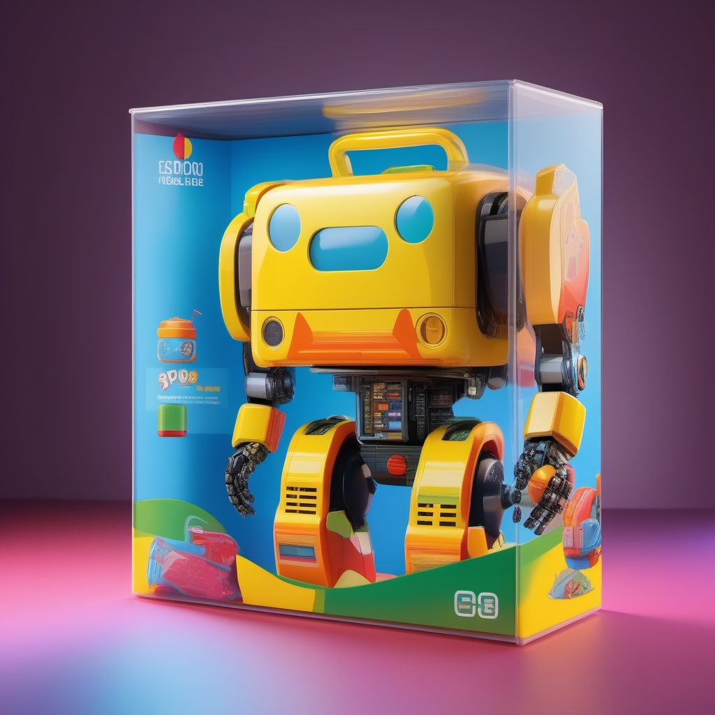 爆炸创意：儿童太空机器人玩具盒动态弹出3D渲染