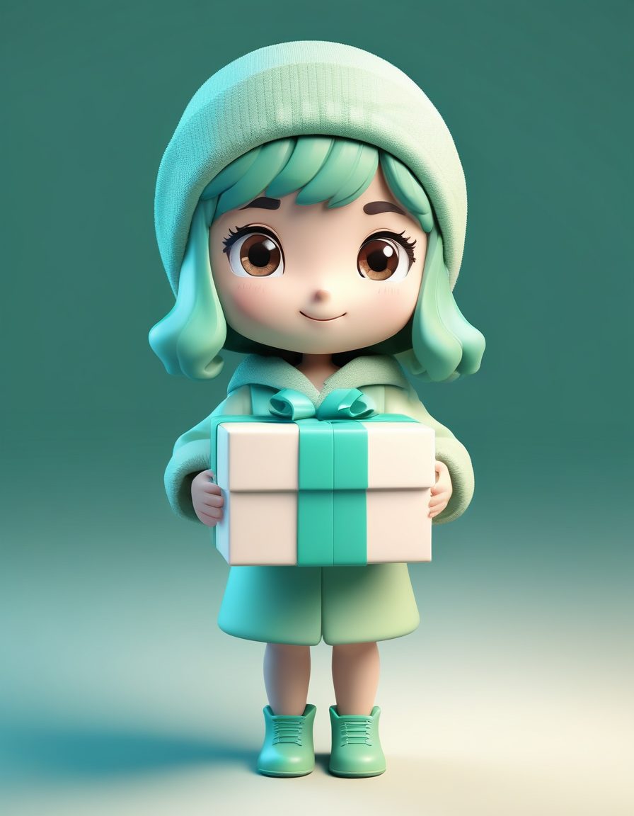 🎁 抱着礼物盒的圣诞Q版小助手 (非红色系)