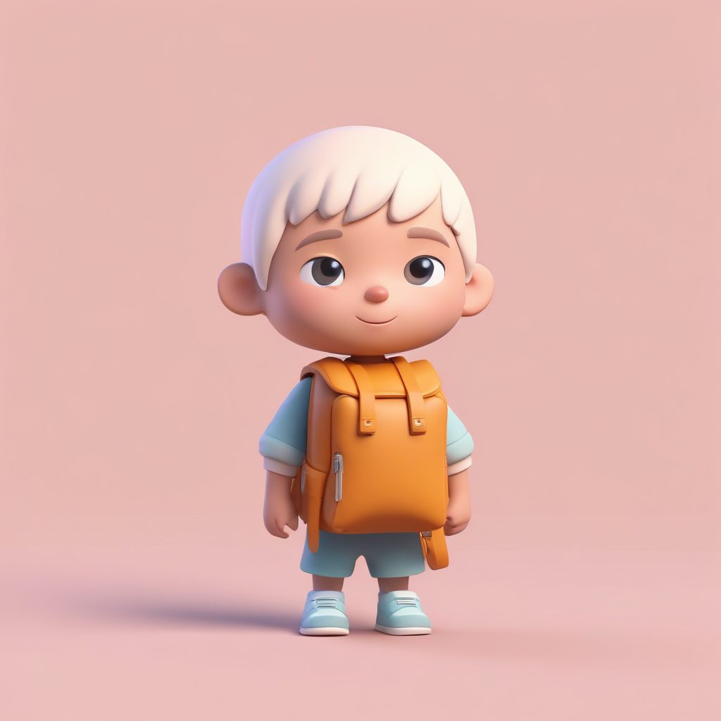 背包客的远方:Q版小人背着巨大背包、望向远方的憧憬表情AI图