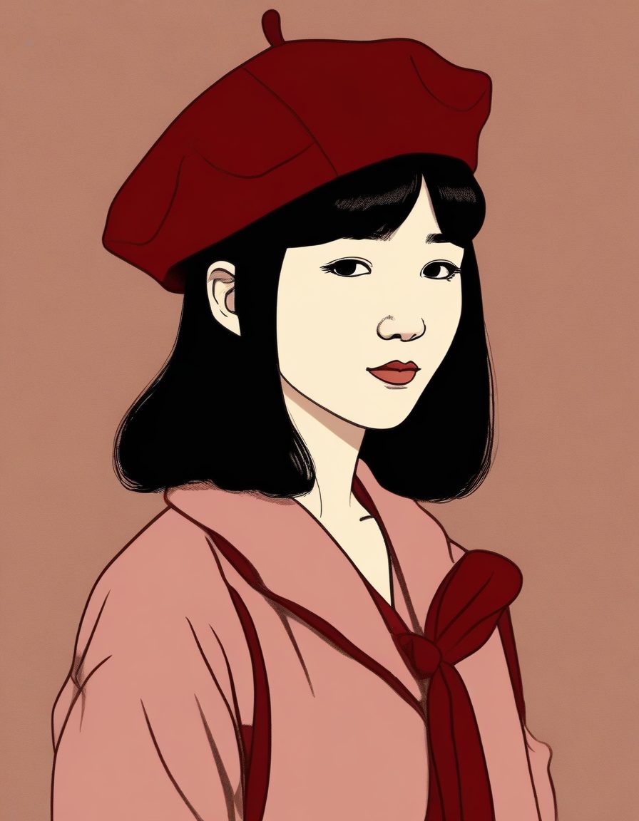 贝雷帽艺术感:AI生成复古文艺日系少女肖像(彩色铅笔)