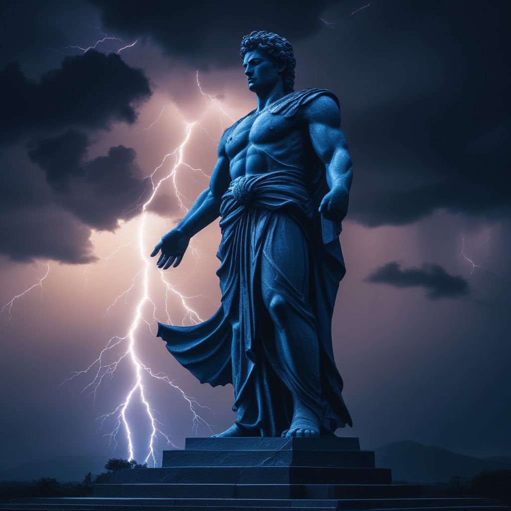 被闪电环绕的古代石像:如何生成高动态范围的AI风暴图