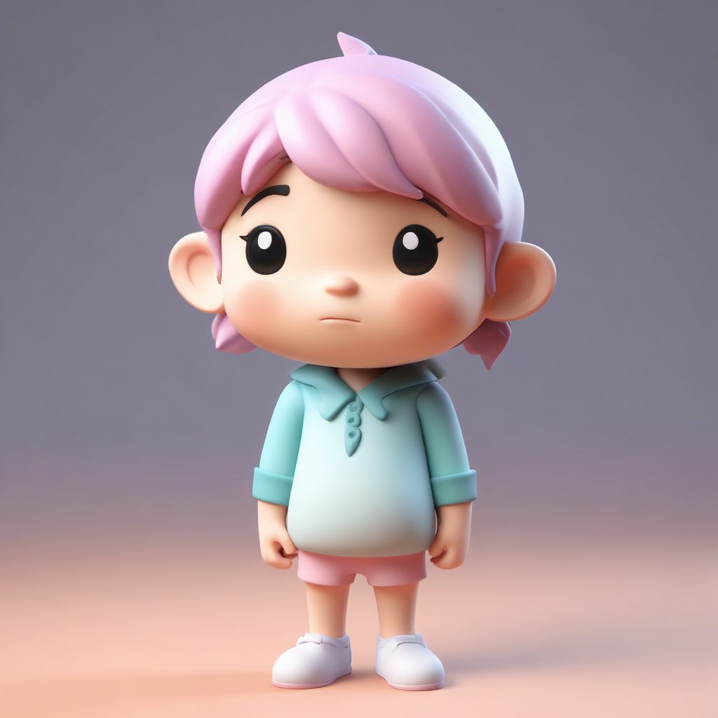 悲伤治愈:Q版小人抱膝蜷缩、眼角含泪的全身动态AI插画