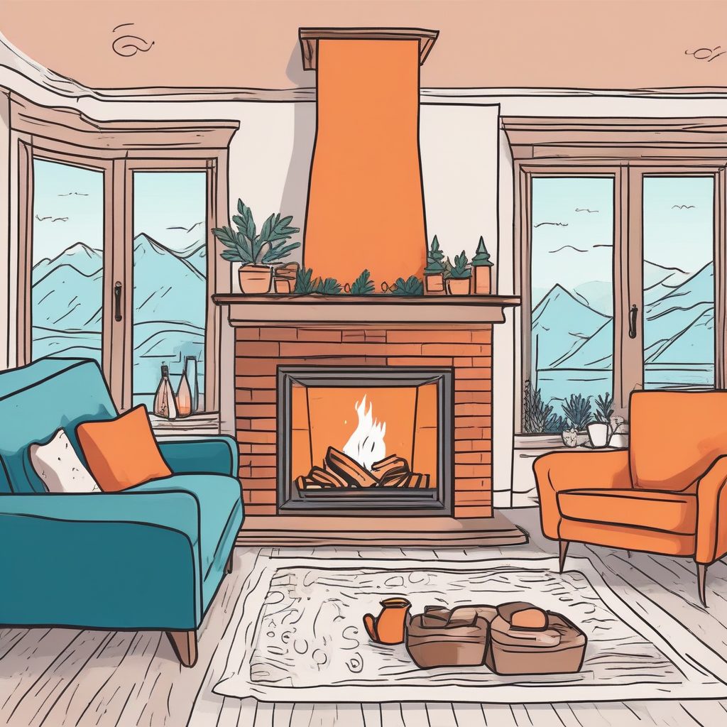 🔥壁炉与温暖｜极简线条冬季场景，温暖蜡笔风格，治愈系电脑壁纸！