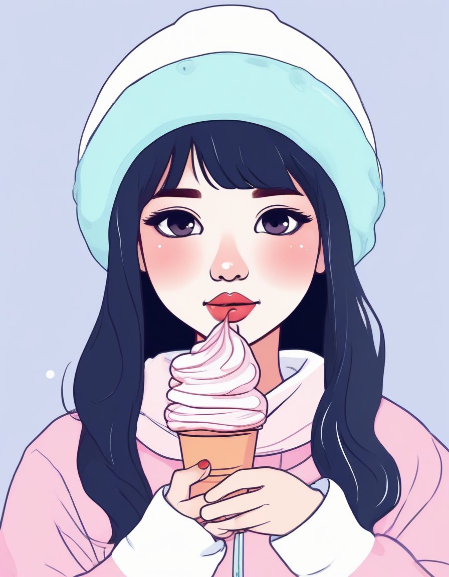 🍧冰淇淋配色！马卡龙色系极简线稿，少女的冬日甜美穿搭