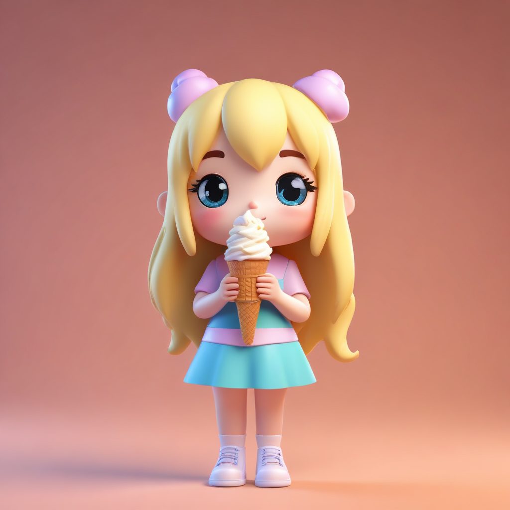 冰淇淋Q版人设: 夏日甜心女孩3D盲盒插画 (SD教程)