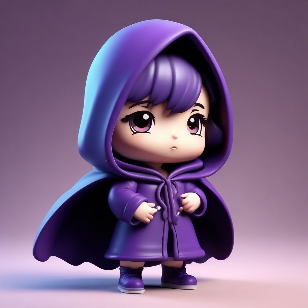 🥶冰雪女巫!C4D粘土Q版女孩手持冰锥,神秘感全身像