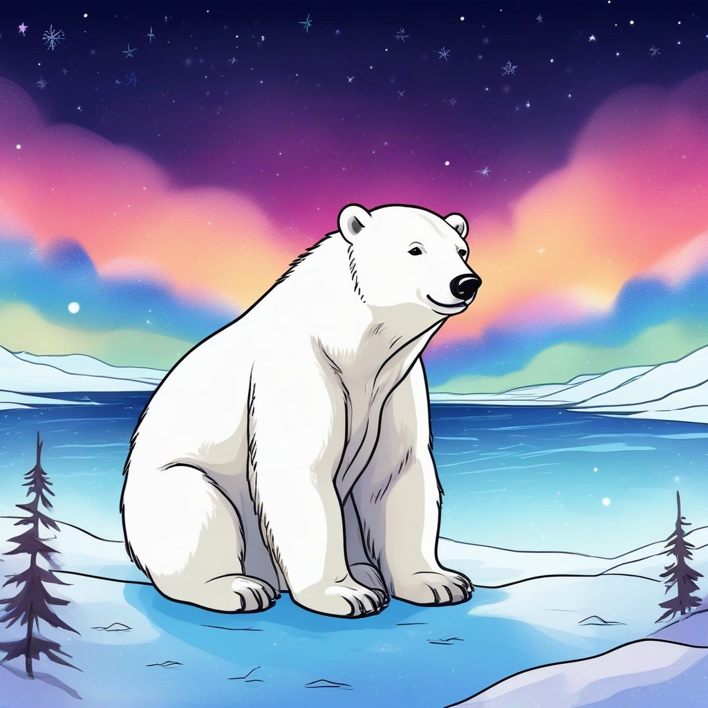 ❄️冰雪治愈！北极熊与极光绘本插画，柔和边缘+蜡笔风，小众壁纸！