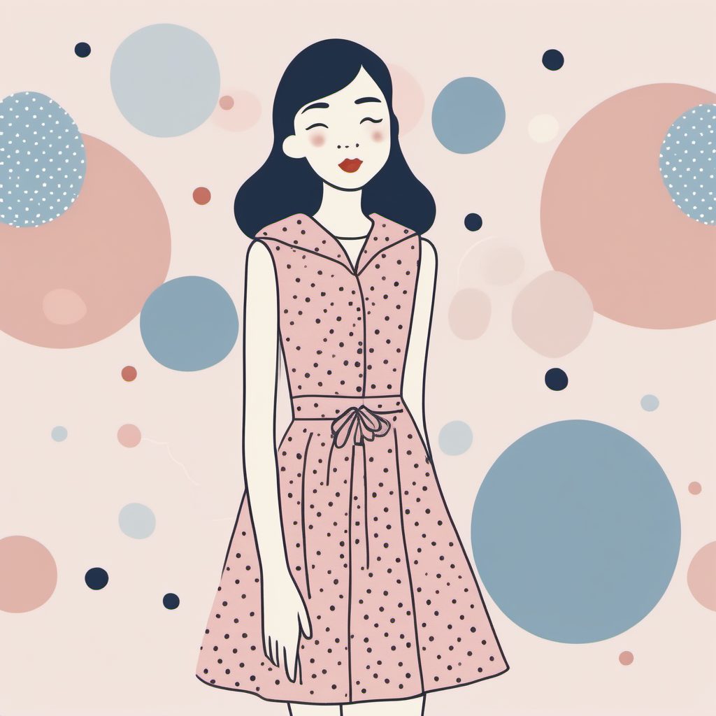 波点连衣裙:复古软萌风AI绘画提示词与线稿解析