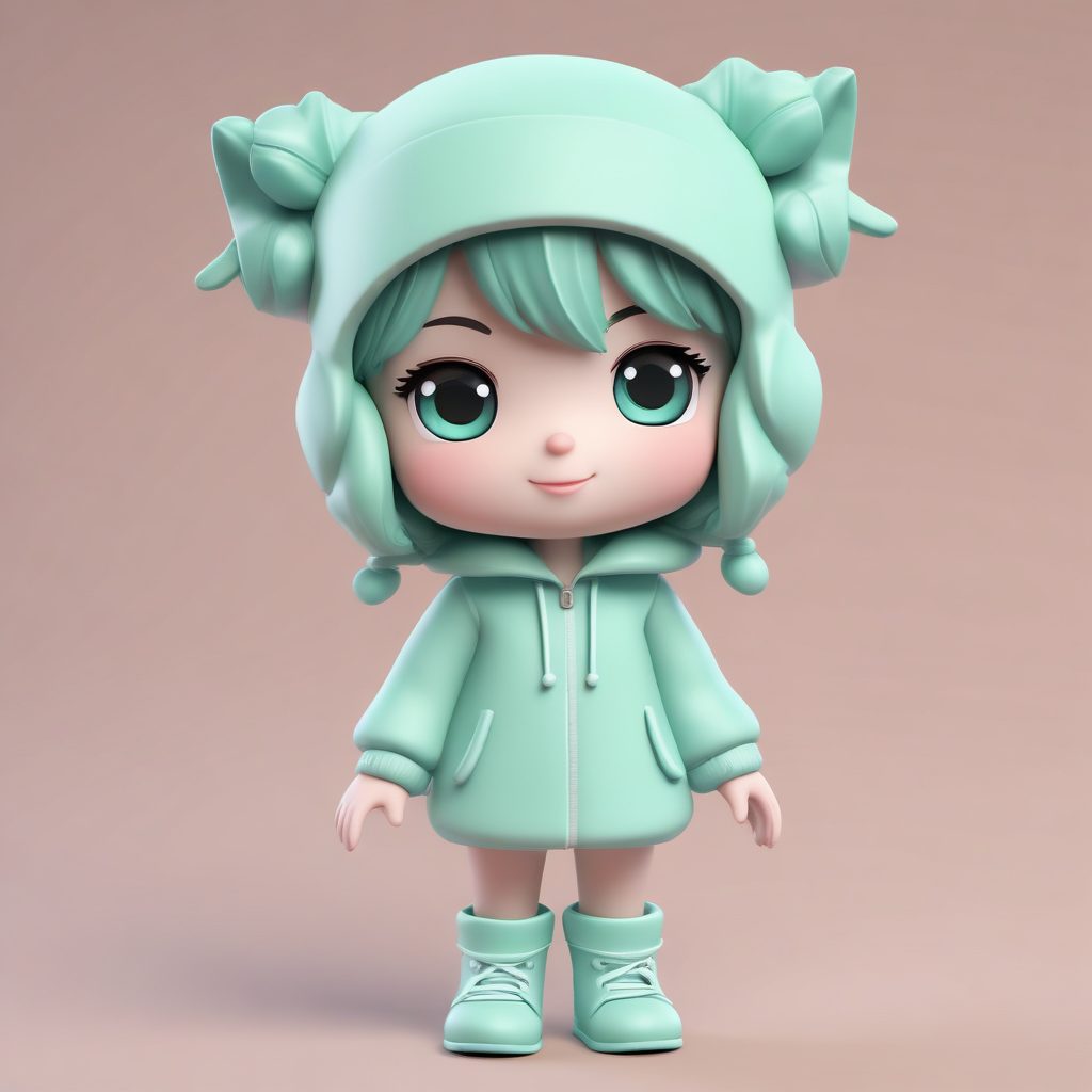 薄荷粉配色绝了！Q版黏土女孩与迷你雪人，冬日治愈系，高阶AI绘画